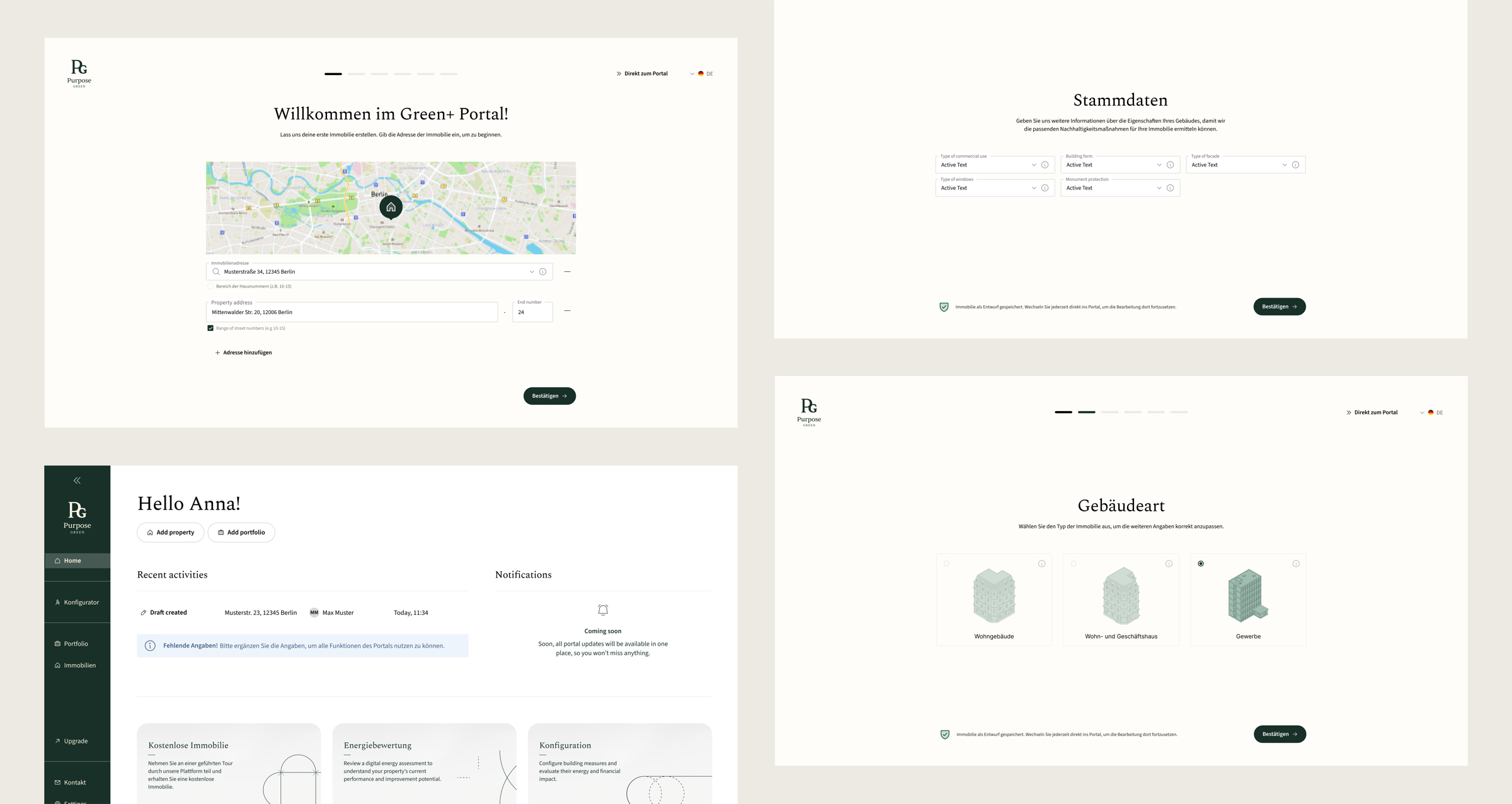 Onboarding flow screens